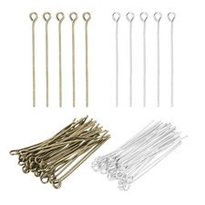 1.6 Inch Eye Pins Jewelry Making Headpins-400Pcs Silver Bronze