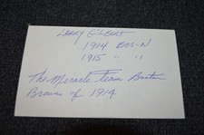 Larry Gilbert Signed 3x5 Index card 1914 Miracle Boston Braves WSC, D:1965