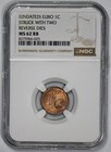 Undated 1c Cent Euro Error Struck with Two Reverse Dies Ngc Ms 62 Rb Red Brown