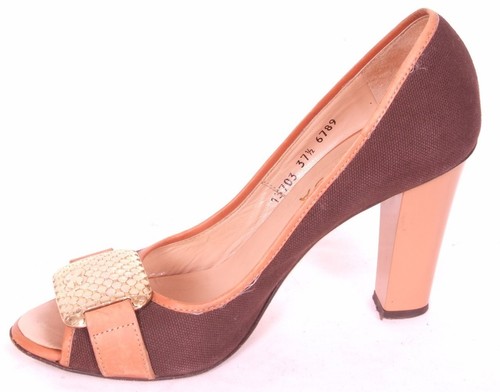 ESCADA Italian Exclusive Ladies Peep Toe Shoes SZ 37 1/2 US SZ 7 - Picture 2 of 6