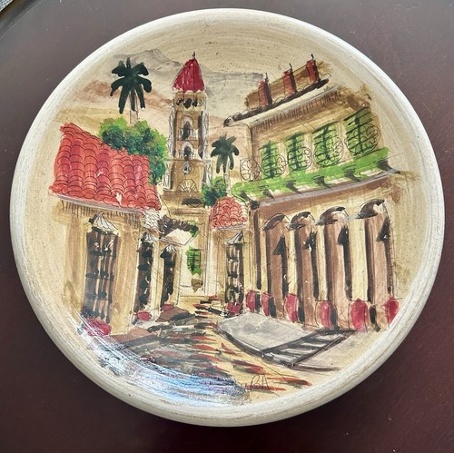 Vintage Daniel Chichi Santander, Trinidad, Kuba Keramik Wandrelief Teller 7,5"
