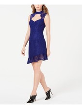 GUESS Womens Blue Cut Out Lace Sleeveless Above The Knee Cocktail Dress 6