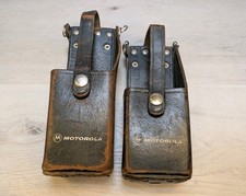  SET Vintage Motorola Black Leather Radio Carry Case Holsters 15E05276F05 / 07