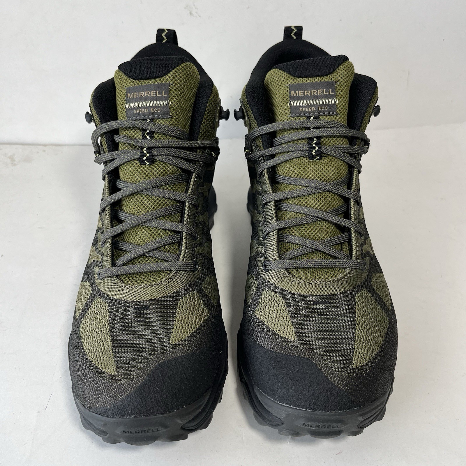 Nuovi stivali Merrell Speed Eco Mid da uomo taglia 11 verde mosstone impermeabili escursionismo