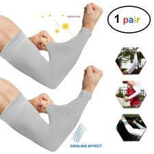 1 pair Cooling Arm Sleeves Gray UV Sun Protection Basketball Golf Outdoor Sport