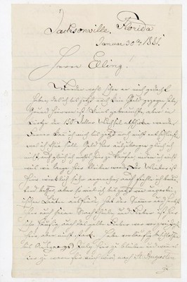1881 Jacksonville Florida German Letter ALS 2pp Duval County signed A Freyheit