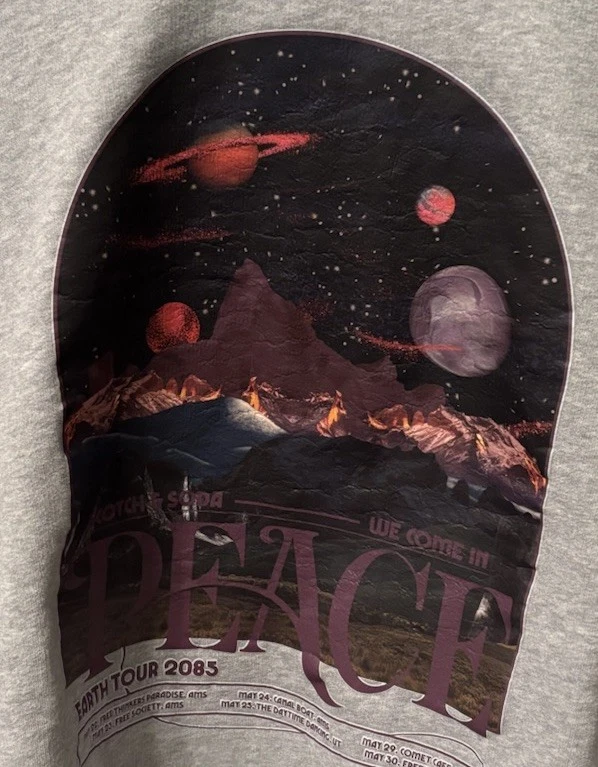 Scotch And Soda Women’s XL We Come In Peace Earth Tour Planets Sweatshirt - Image 3 of 4