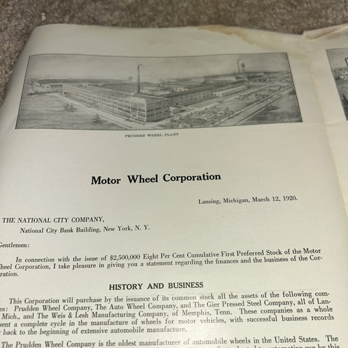 1920 MOTOR WHEEL CO. Lansing Michigan PREFERRED STOCK PROSPECTUS - Picture 12 of 12