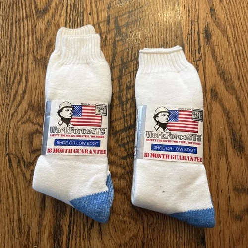 Vtg SOCKS WorkforceSTS safety socks for steel toe shoes Size 10-13 USA 2 Pairs