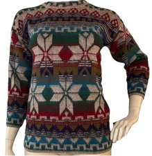Vintage Needles & Yarn Fair Isle Sweater Womens L USA Made Nordic Ski Lodge