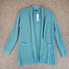 Pink Clover Cardigan Womens Medium Long Sleeve Pockets Teal NEW