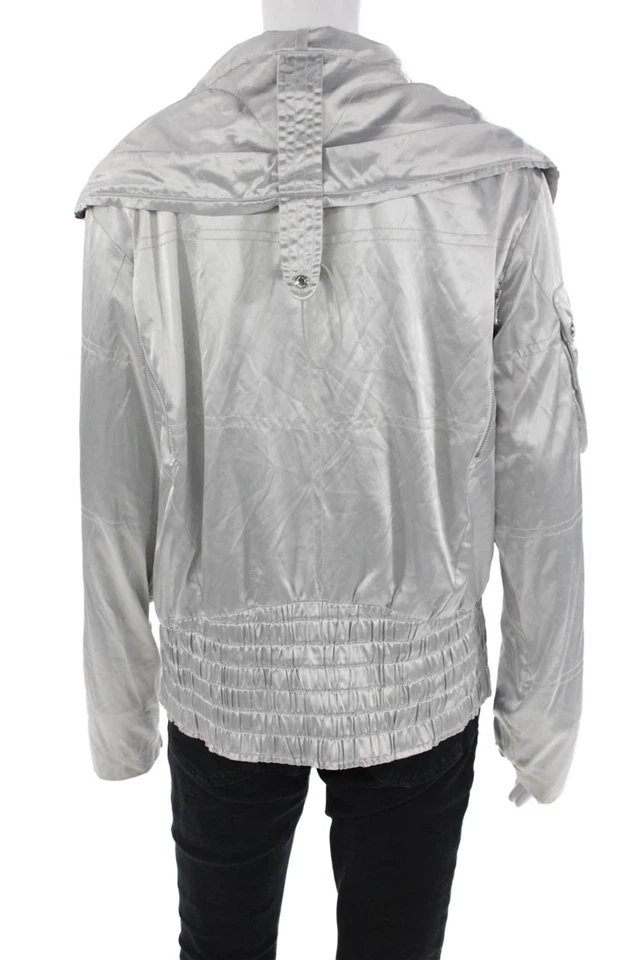 Блестящая куртка на молнии Ralph Lauren Black Label Textured High Neck Цвет серебристый Si - Изображение 3 из 4