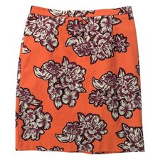 Maeve Anthropologie Pencil Skirt Floral Orange UK10 US6 EU38