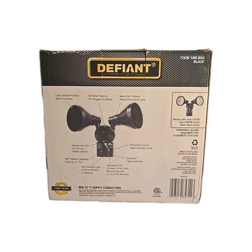 Defiant PAR 180-Degree Motion Wired Outdoor 2-Head DuskDawn Security Flood Light - Picture 4 of 6