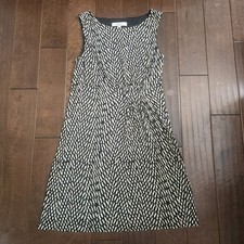 LOFT Womens Sleeveless A-Line Dress Black Beige Animal Print Size Medium 