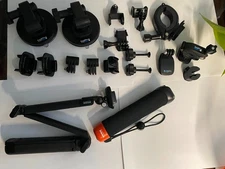 Lot of GoPro accessories - suction cups, bar mounts, clips, float, tripod & more