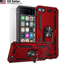 ULAK Compatible with iPod Touch 7/6/5 Case 2 HD Screen Protectors, Red