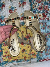 AMAZING Vintage Late 70s NOS Rainbow Jeweled Sandals Size 8