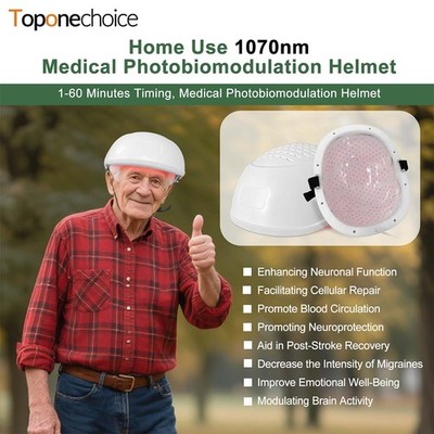 Rechargeable 1070nm PBM Brain Helmet for Parkinson Stroke Brain Injury Recovery