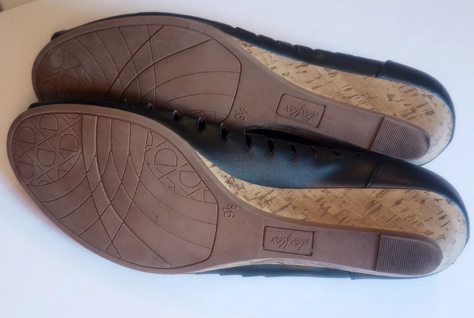 Zapatos Dexter Dexflex Negro Corcho Cuña Punta abierta 9 1/2 Foto 4 de 4