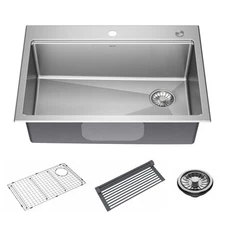 Delta Emery 30" Workstation Sink, SS 1 Bowl w/ Ledge + Kit-Certified Refurbished
