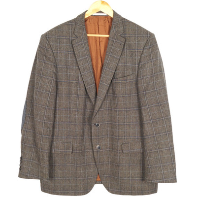 DIGEL Men Blazer Jacket Size 27 F56 US UK 44S Wool Cashmere Brown Check