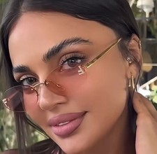 Fashion Rimless Sunglasses Women UV400 Oval Elegant Diamond Sun Glasses Retro