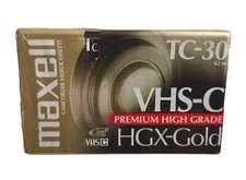 Maxell TC-30 HGX-Gold VHS-C Premium High Grade Camcorder Tape New Factory Sealed