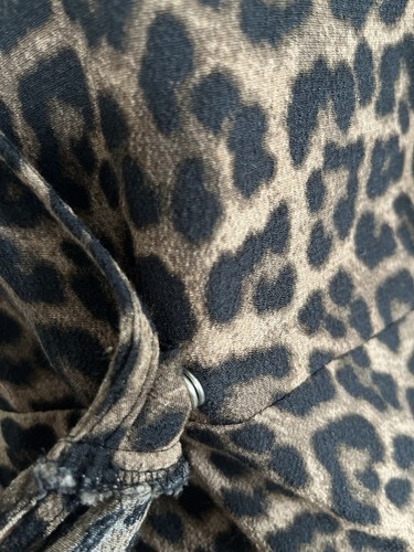 H&M braun schwarz Leopard Animal Print Wickel Midi V Ausschnitt Langarm Kleid 38 6 - Bild 10 von 15