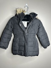 ABERCROMBIE  FITCH Girls Kids Size 5/6 Black Puffer Parka ULTRA Faux Fur