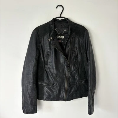 Chaqueta de motociclista/motocicleta de cuero Schott NYC vintage para dama - LCW 6815 - mediana - Imagen 1 de 4