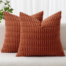 Pack of 2 Corduroy Decorative Throw Pillow Covers 18x18 Inch Soft Boho Striped P