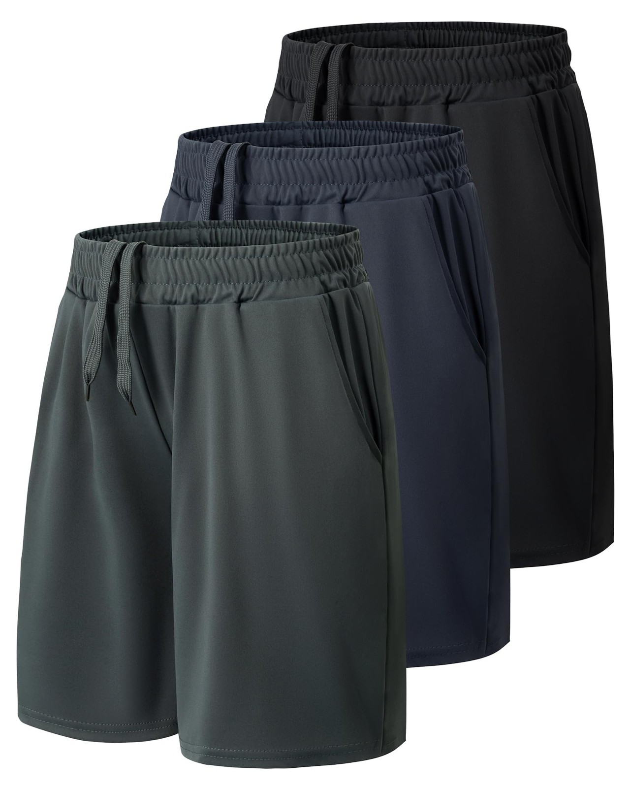 3 Pack Athletic Basketball Boys Shorts - Teen Black Soccer Running Baseball Q...