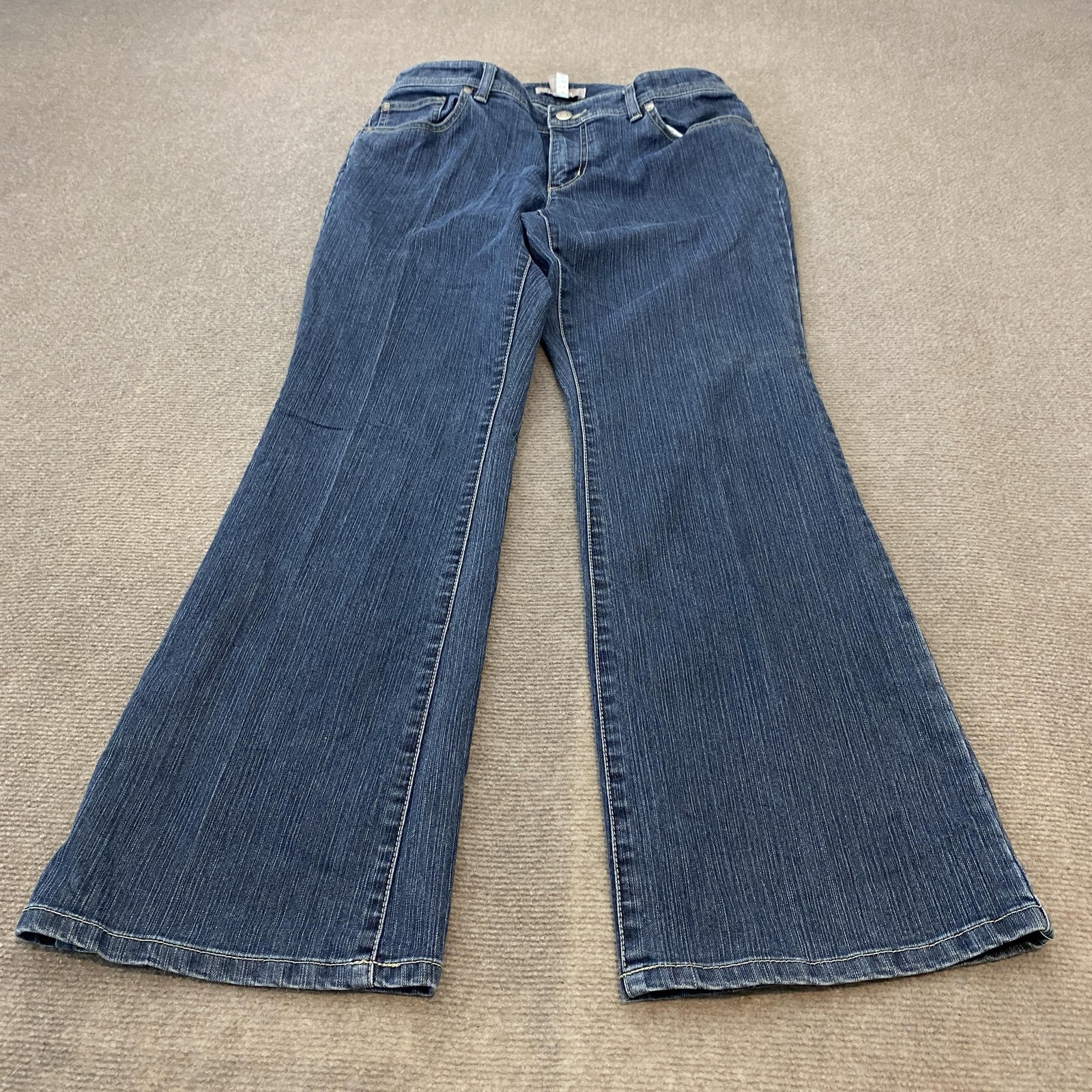 Chico's Jeans Womens 0.5 6 Short Blue High Rise Wide Leg Stretch Denim Flare