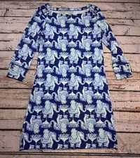 Lilly Pulitzer Sophie Dress Size Small Blue Joy Ride Elephant Print Stretch