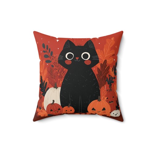 Halloween Cat Pumpkin Throw Pillow and Cover Spooky Home Decor Accent Cushion - Picture 8 of 13