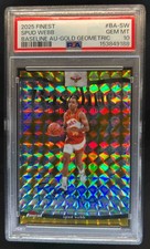 2025-26 Topps Finest Spud Webb Baseline Auto Gold Geometric #/50 PSA 10 GEM MINT