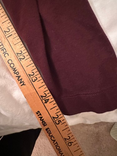Women's Burgundy Wine Cotton Leggings Stretch No Pockets 14/16 - Picture 4 of 7