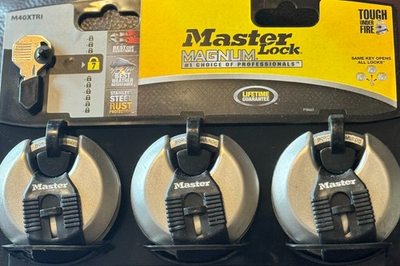 #ad #ad Master Lock M40XTRI Magnum 2 3 4 in. Wide Stainless Steel Discus Keyed Padlock w $54.99