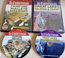2 IN-FISHERMAN GREAT LAKES SALMON&TROUT AND PRIMETIME WALLEYE STRATEGIES DVDs