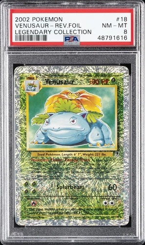 2002 POKEMON LEGENDARY COLLECTION #18 VENUSAUR-REVERSE FOIL PSA 8
