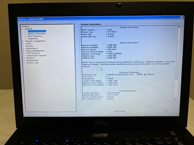 Dell Latitude E6400 14'' Core 2 Duo E8335 2.66GHz 4GB RAM 160GB HDD