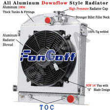 3 Row Radiator Shroud Fan Fit 1932-1934 Ford Grill-shells 3 Chopped Chevy V8