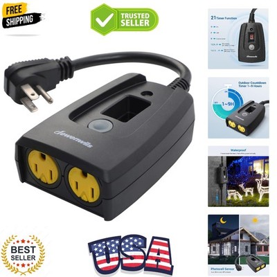 Outdoor Timers for Electrical Outlets Waterproof, Outdoor Light Timer, Plug i...