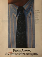 1968 Arrow Colorful White Shirt Co PRINT AD Button Down Dress Dacron VTG 1960s