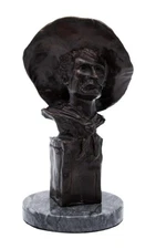 Frederic Remington The Sergeant Bronze Cowboy Bust On Grey Marble Base Copyright