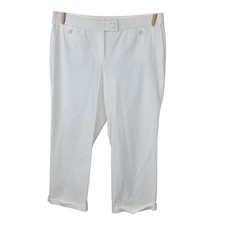 Chicos Casual Crop Pants Size 1.5 10 Medium Roll Up Capri White Trousers Capris