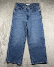 Levi s High Rise Wide Leg Cropped Jeans Women s 28 28x26.5 Blue Stretch