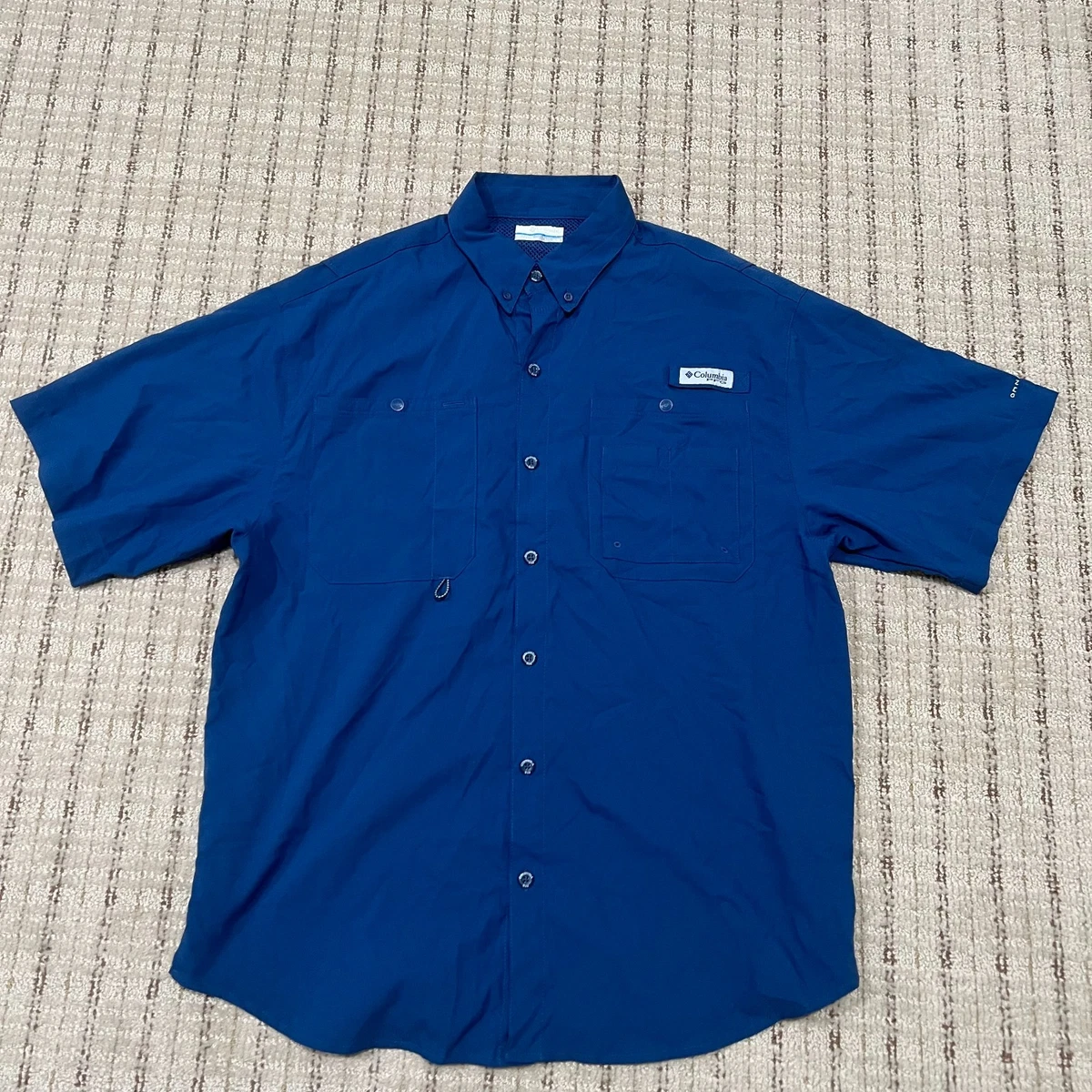 Chemise de pêche boutonnée Columbia PFG bleu clair Ventilé taille homme Med