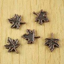 25pcs dark copper-tone maple leaf charms  H2148